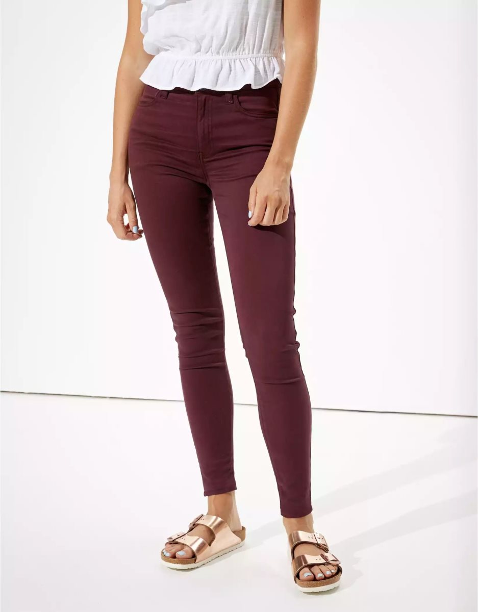 Jean American Eagle AE High-Waisted Jegging Bordeaux Femme | BQE-58650084